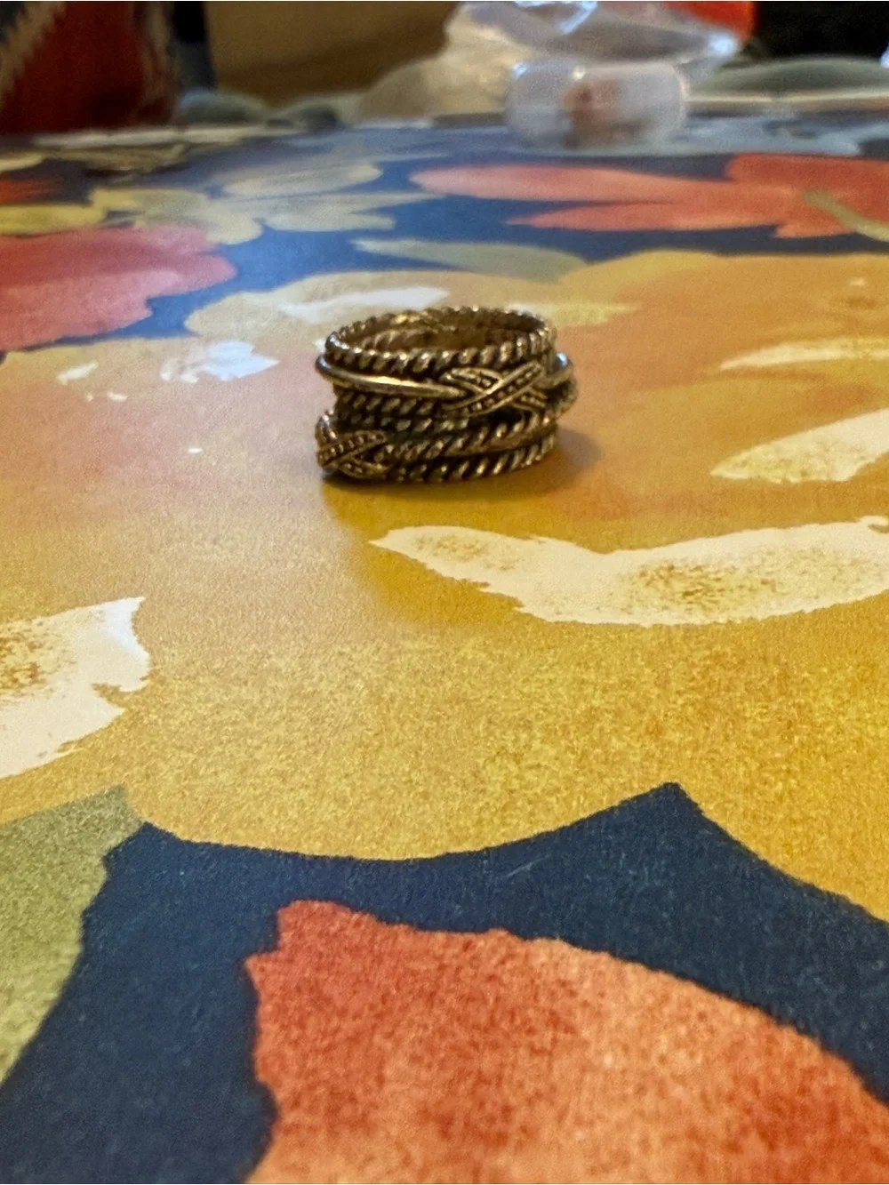 Premier Designs Silver Tone Multi Band Rope Ring Size 6 Boho Statement Ring - Picture 4 of 7